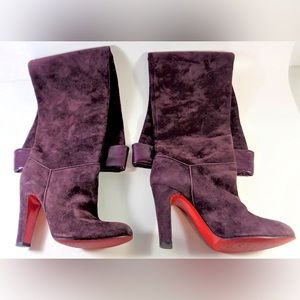 Burgundy thigh high Christian Louboutin boots